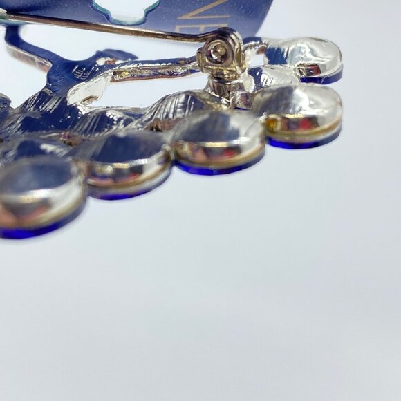 Vintage Monet Silver-Tone Lady Dancer Brooch Pin Royal Blue Crystal Dress Skirt - Picture 7 of 7